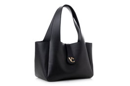 Vince Camuto Bolso de Mano Black Elegante y Versátil para Mujer, Bolso Negro de Piel de Polivinilo con Amplio Espacio Interior y Múltiples Bolsillos